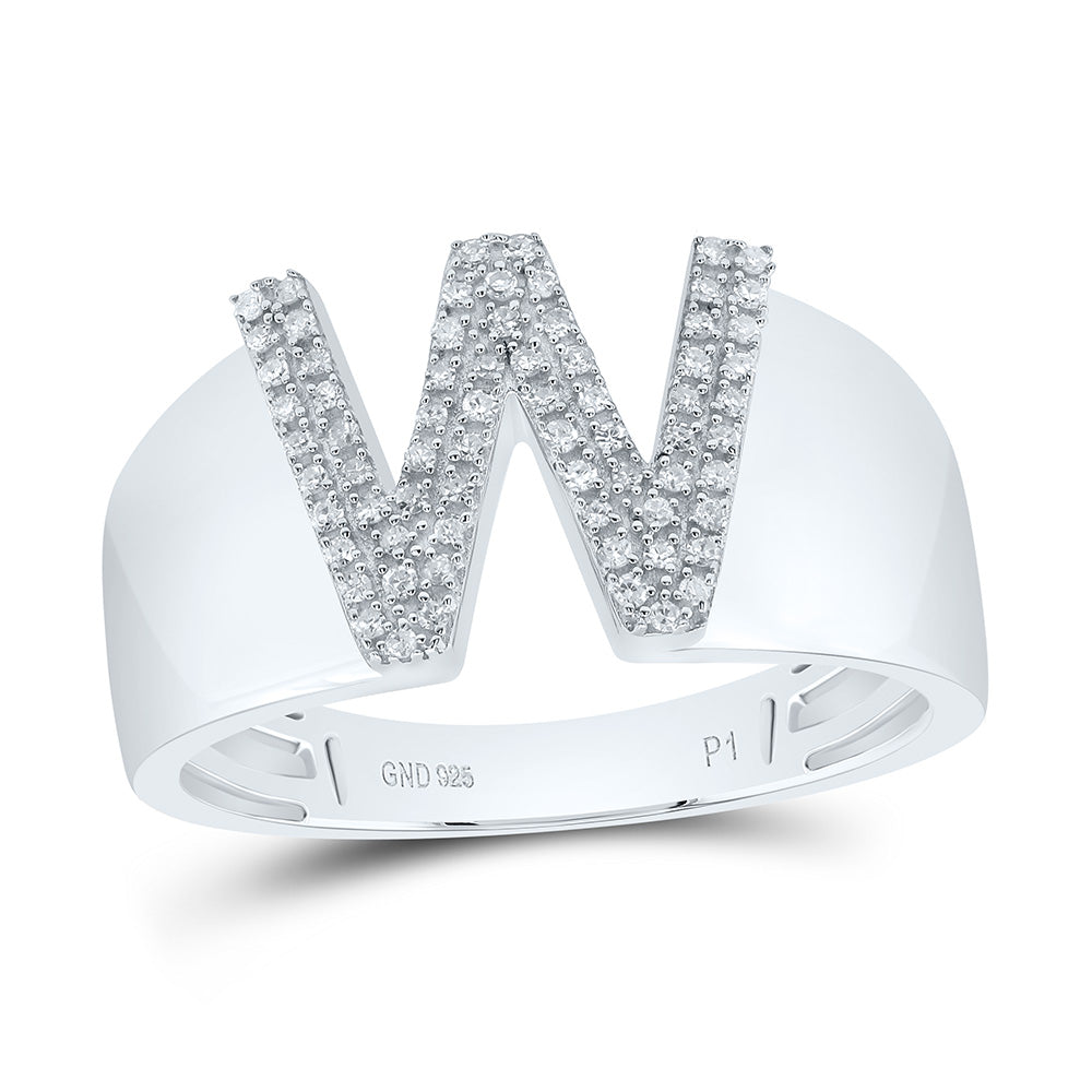 1/5Ctw-Dia P1 Initial "W" Men's Ring (4.49 grams)