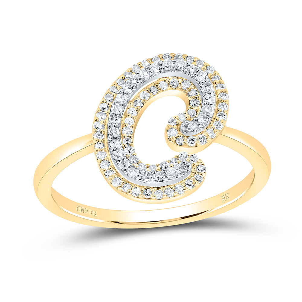 1/4Ctw-Dia Nk Fashion Initial "C" Ladies Ring (2.13 grams)