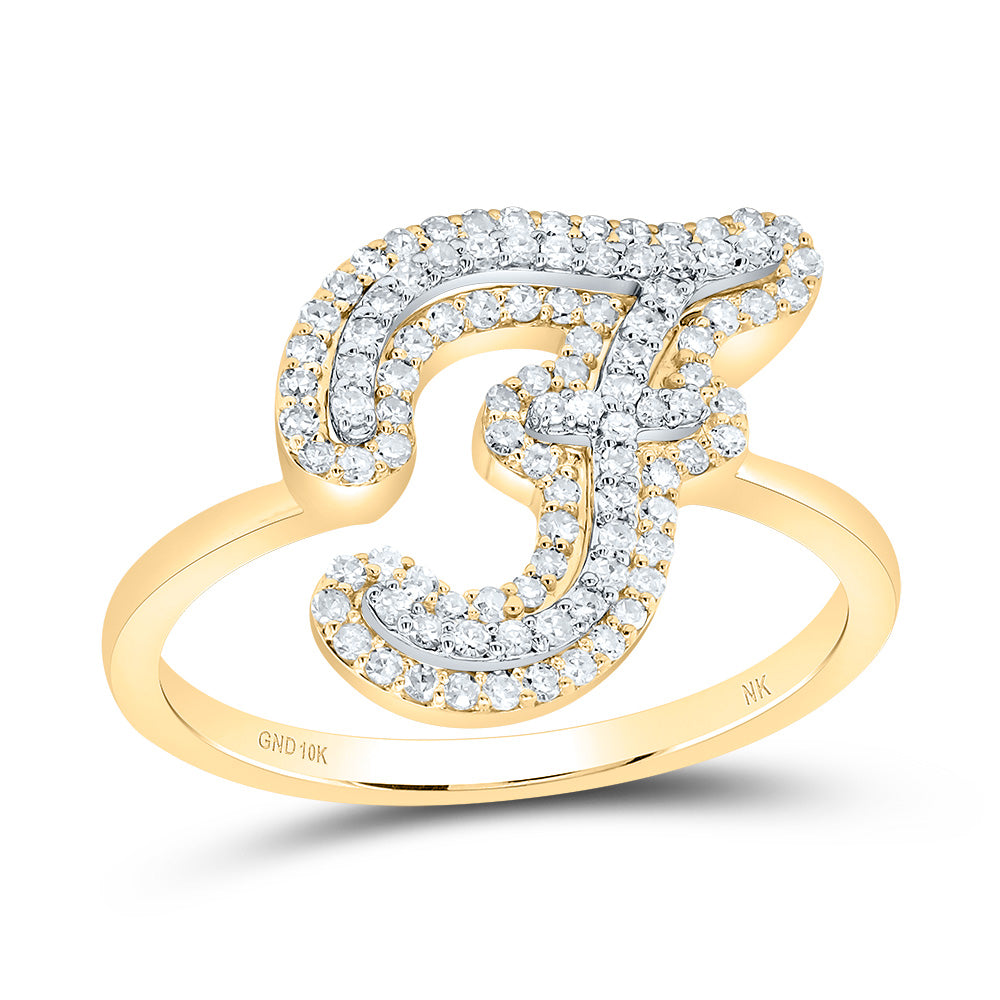 3/8Ctw-Dia Nk Fashion Initial "F" Ladies Ring (2.39 grams)