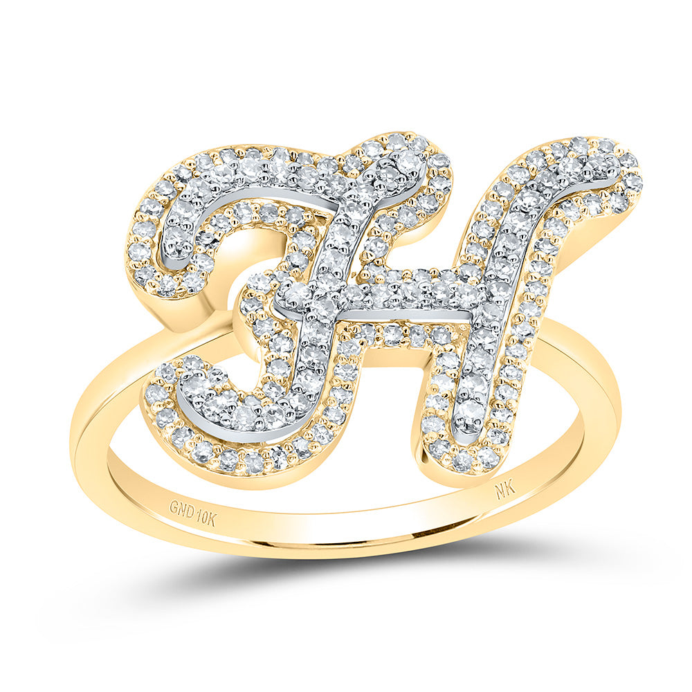 1/2Ctw-Dia Nk Fashion Initial "H" Ladies Ring (3.2 grams)