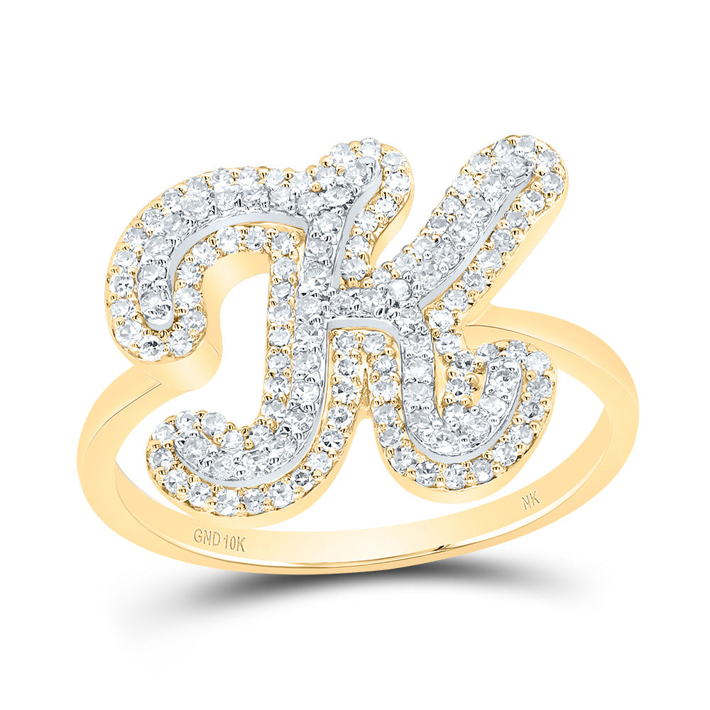 3/8Ctw-Dia Nk Fashion Initial "K" Ladies Ring (2.89 grams)