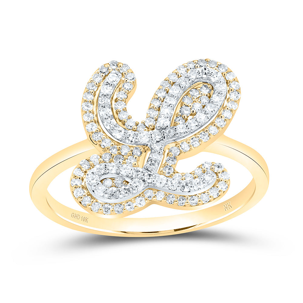 3/8Ctw-Dia Nk Fashion Initial "L" Ladies Ring (2.56 grams)