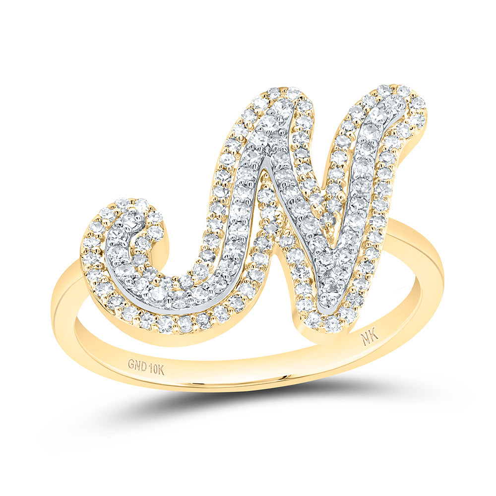 3/8Ctw-Dia Nk Fashion Initial "N" Ladies Ring (2.68 grams)