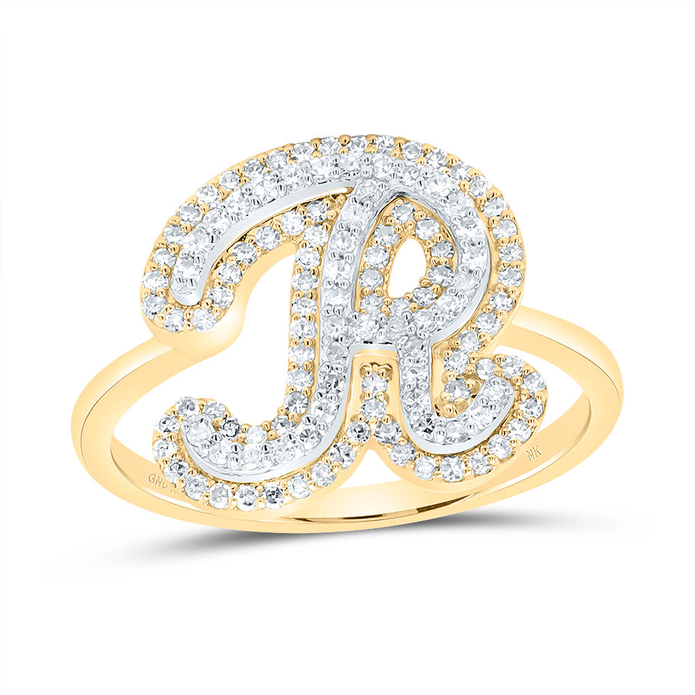3/8Ctw-Dia Nk Fashion Initial "R" Ladies Ring (2.5 grams)