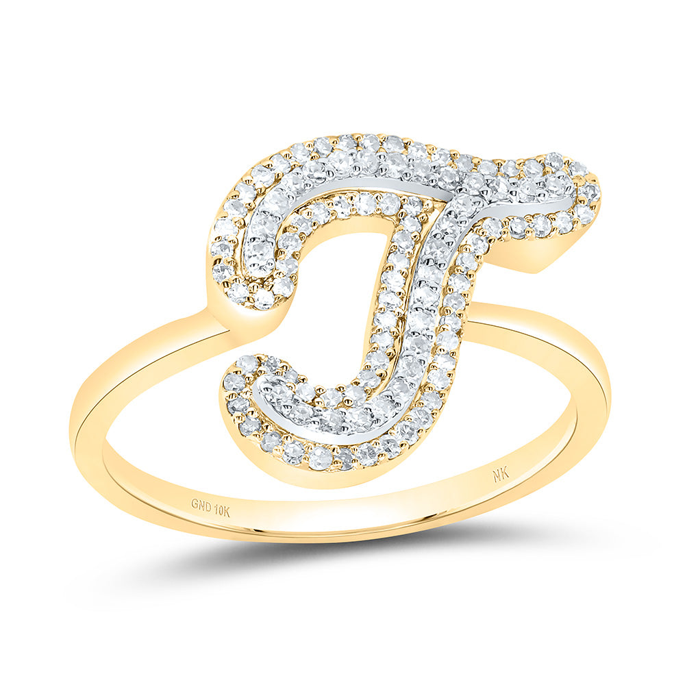 1/3Ctw-Dia Nk Fashion Initial "T" Ladies Ring (2.4 grams)