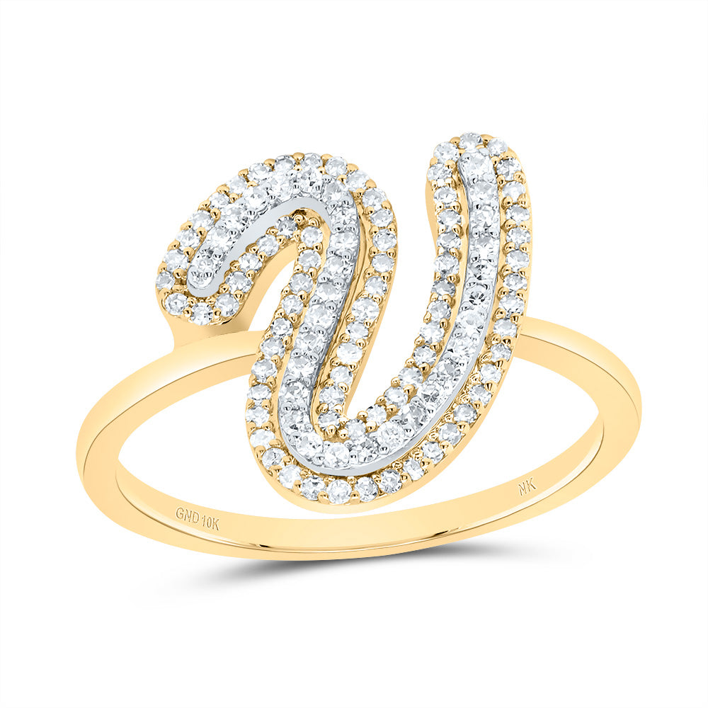 1/3Ctw-Dia Nk Fashion Initial "V" Ladies Ring (2.26 grams)
