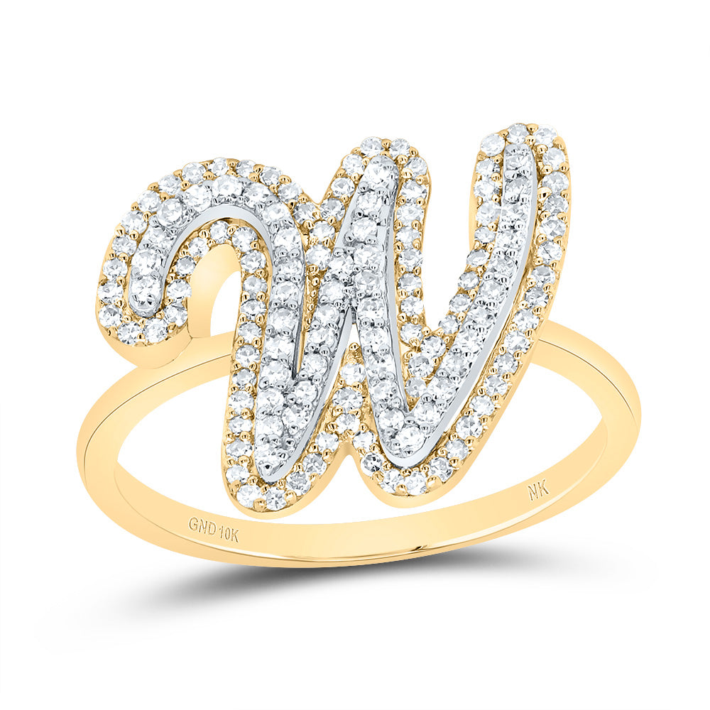 1/2Ctw-Dia Nk Fashion Initial "W" Ladies Ring (2.84 grams)