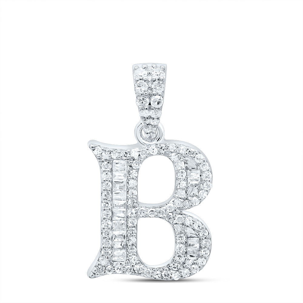 1/3Ctw-Dia P1 Gift Initial "B" Baguette Pendant (1.813 grams)