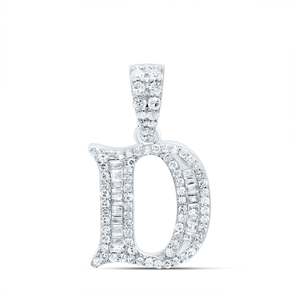 1/3Ctw-Dia P1 Gift Initial "D" Baguette Pendant (1.675 grams)