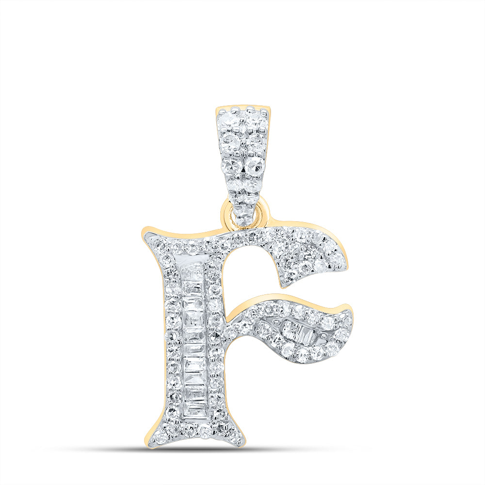 1/4Ctw-Dia P1 Gift Initial "F" Baguette Pendant (1.595 grams)