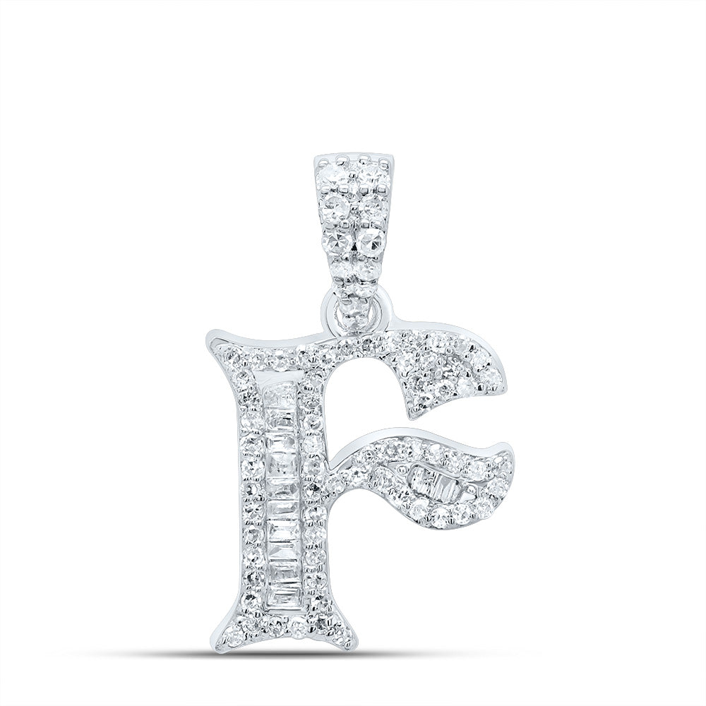 1/4Ctw-Dia P1 Gift Initial "F" Baguette Pendant (1.595 grams)