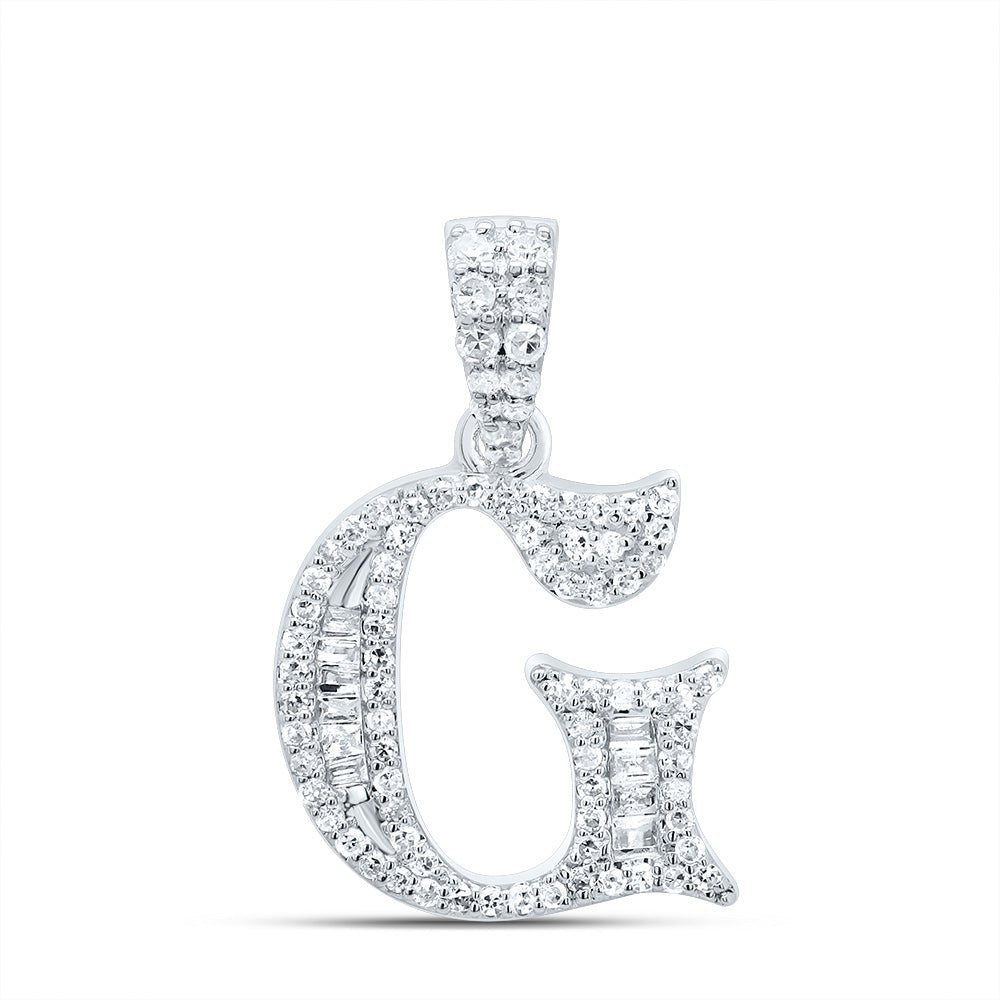 1/4Ctw-Dia P1 Gift Initial "G" Baguette Pendant (1.722 grams)