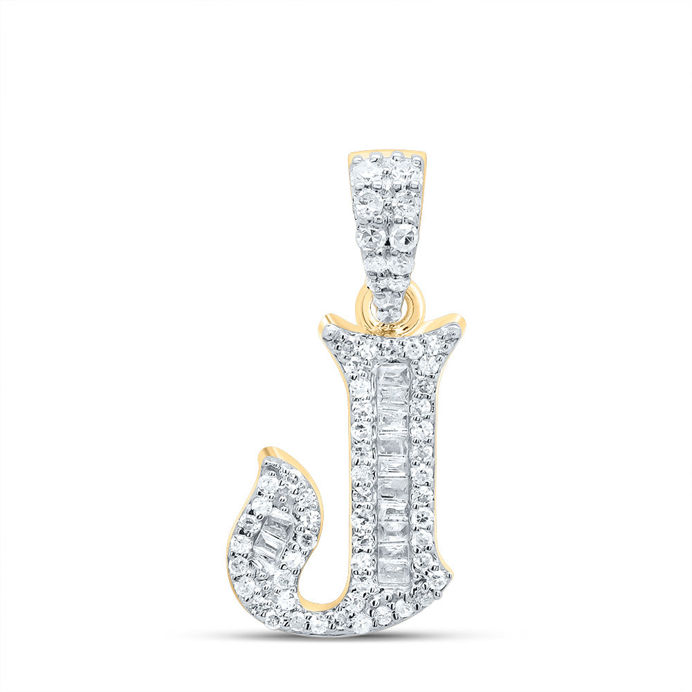 1/4Ctw-Dia P1 Gift Initial "J" Baguette Pendant (1.353 grams)