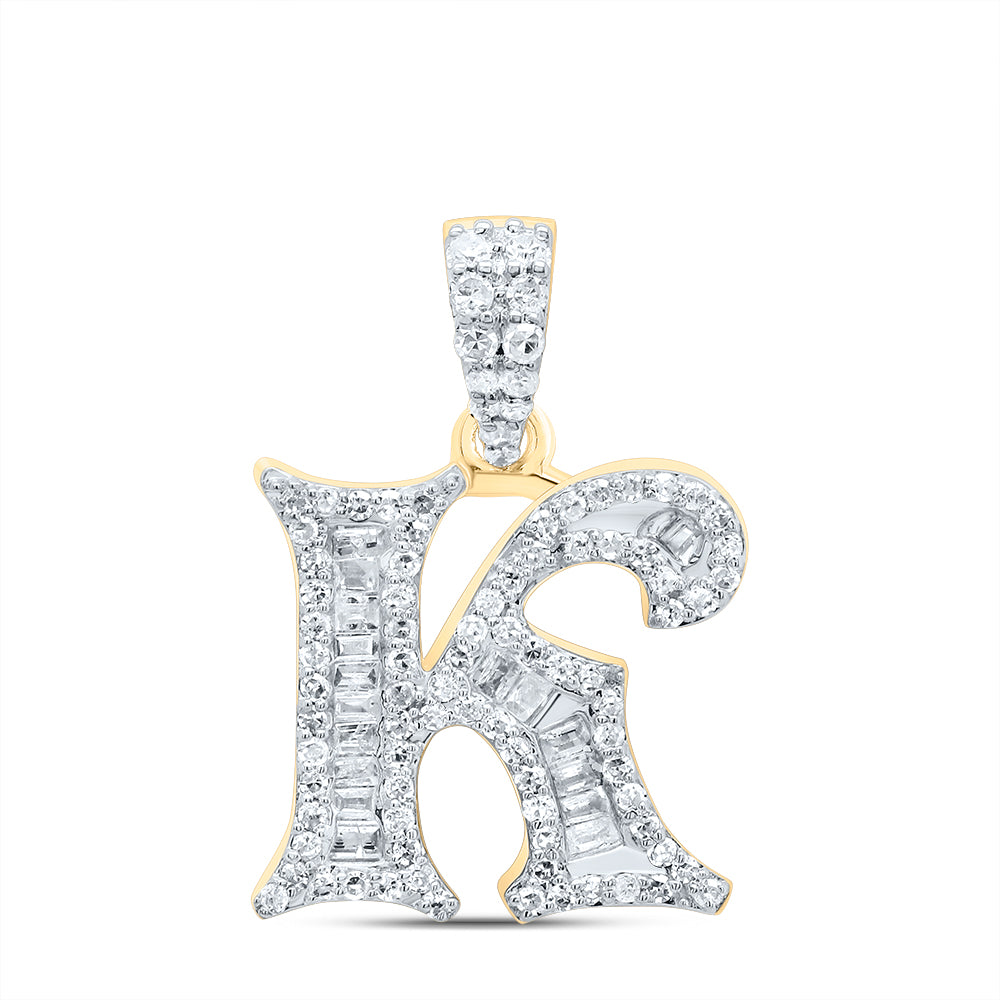 3/8Ctw-Dia P1 Gift Initial "K" Baguette Pendant (1.907 grams)