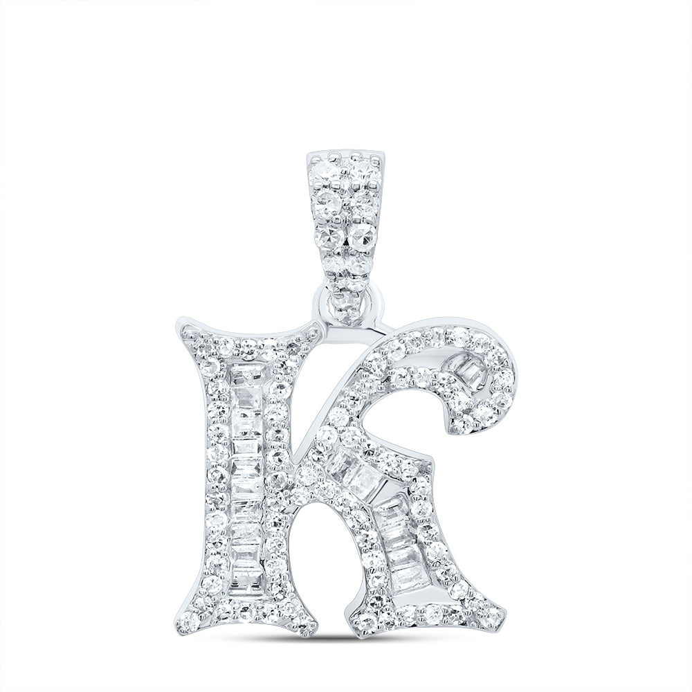 3/8Ctw-Dia P1 Gift Initial "K" Baguette Pendant (1.907 grams)