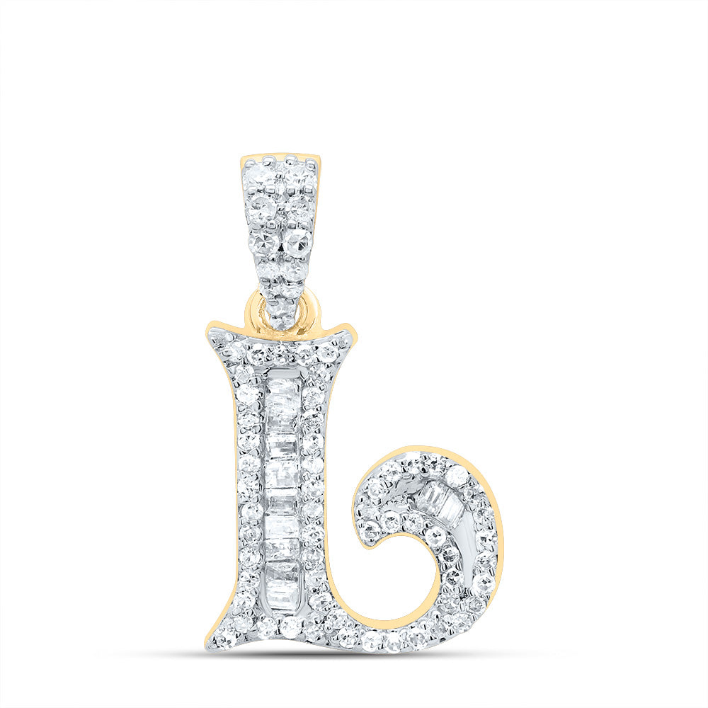 1/4Ctw-Dia P1 Gift Initial "L" Baguette Pendant (1.361 grams)