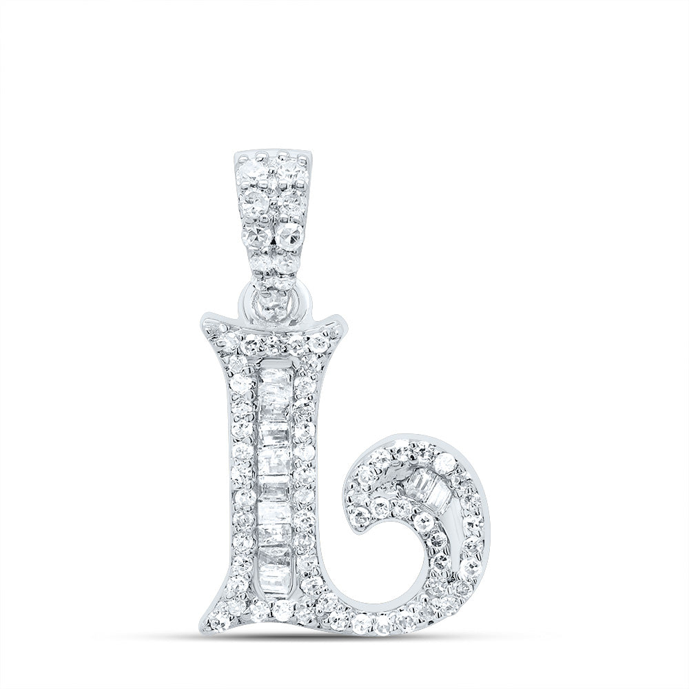 1/4Ctw-Dia P1 Gift Initial "L" Baguette Pendant (1.361 grams)