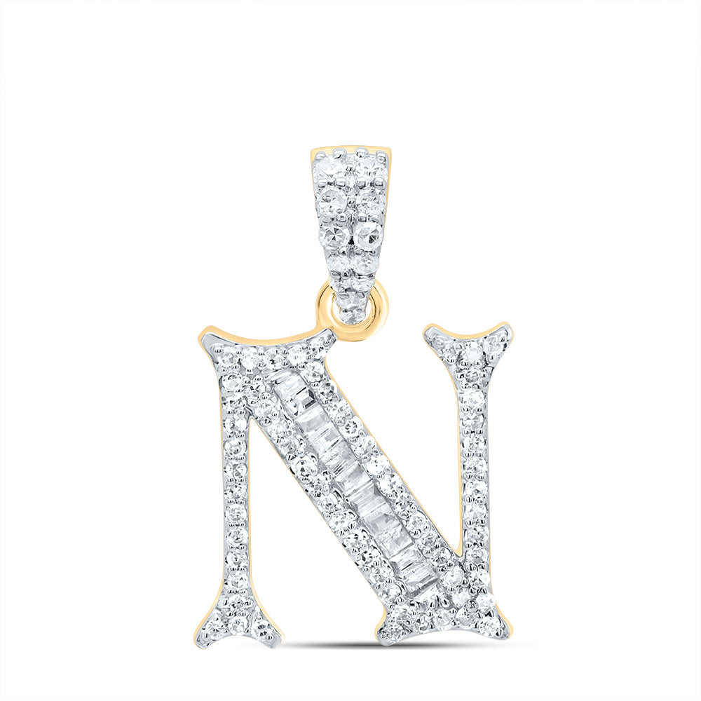 1/4Ctw-Dia P1 Gift Initial "N" Baguette Pendant (1.638 grams)