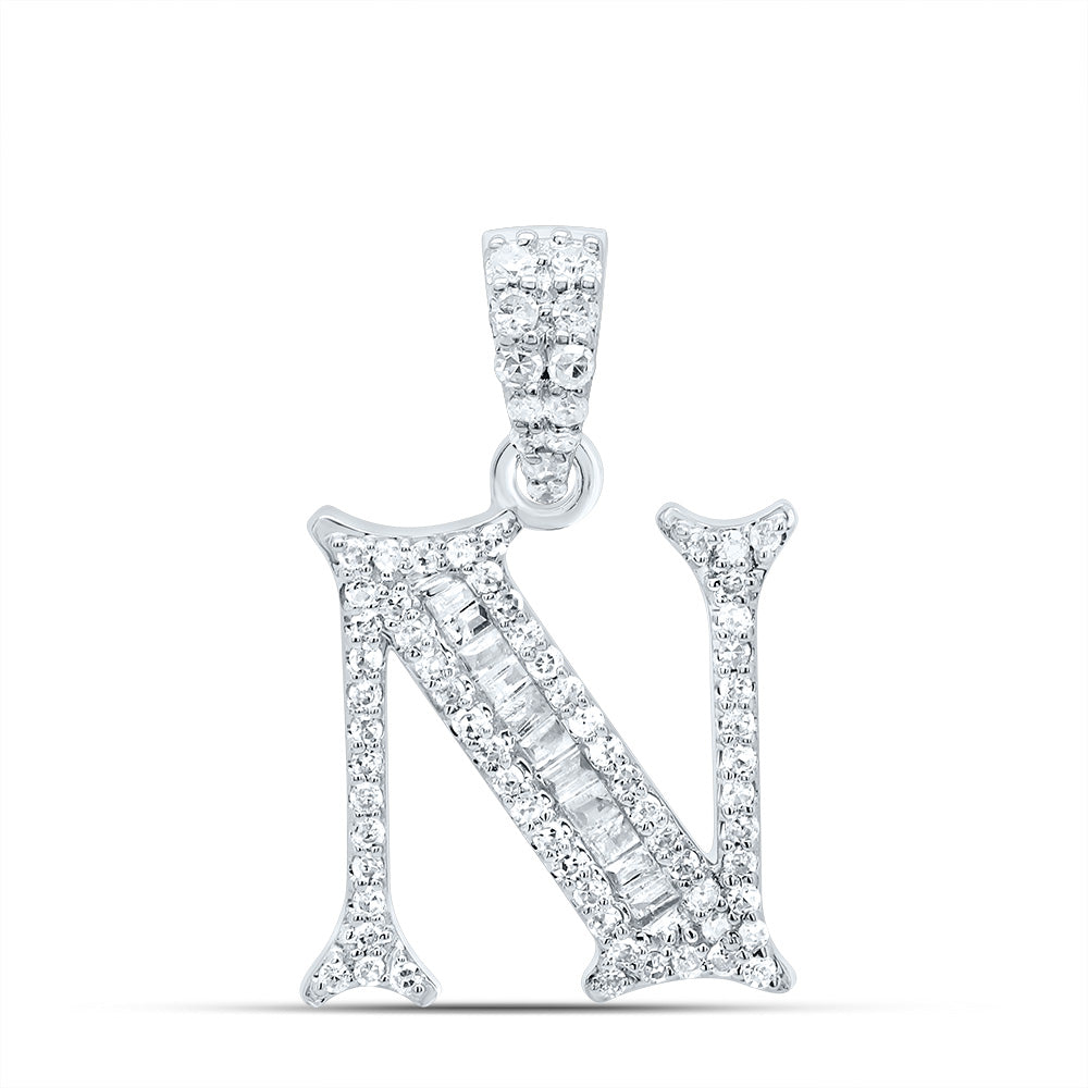 1/4Ctw-Dia P1 Gift Initial "N" Baguette Pendant (1.638 grams)