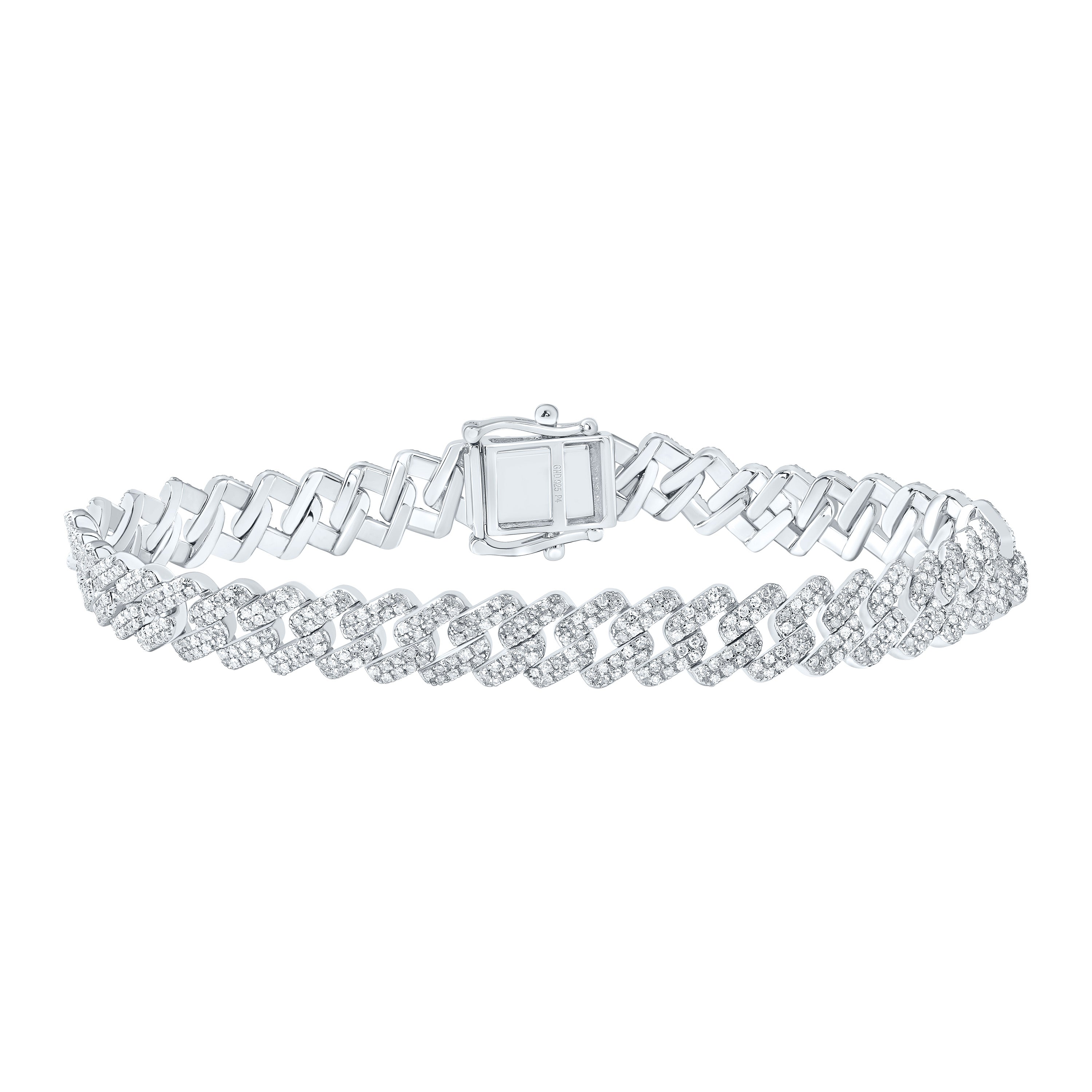 3 1/4Ctw-Nat Dia P1 9Mm Cuban Men'S Bracelet (8 Inch) (23.499 grams)