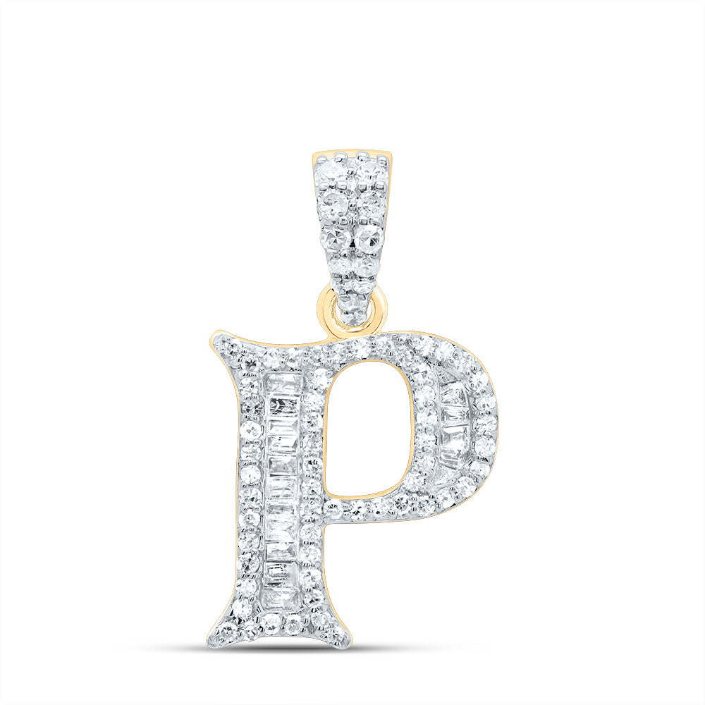 1/4Ctw-Dia P1 Gift Initial "P" Baguette Pendant (1.476 grams)