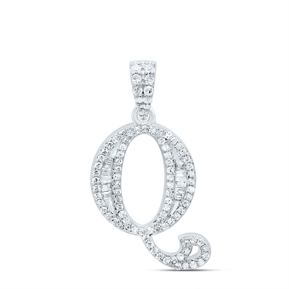 1/3Ctw-Dia P1 Gift Initial "Q" Baguette Pendant (2.009 grams)