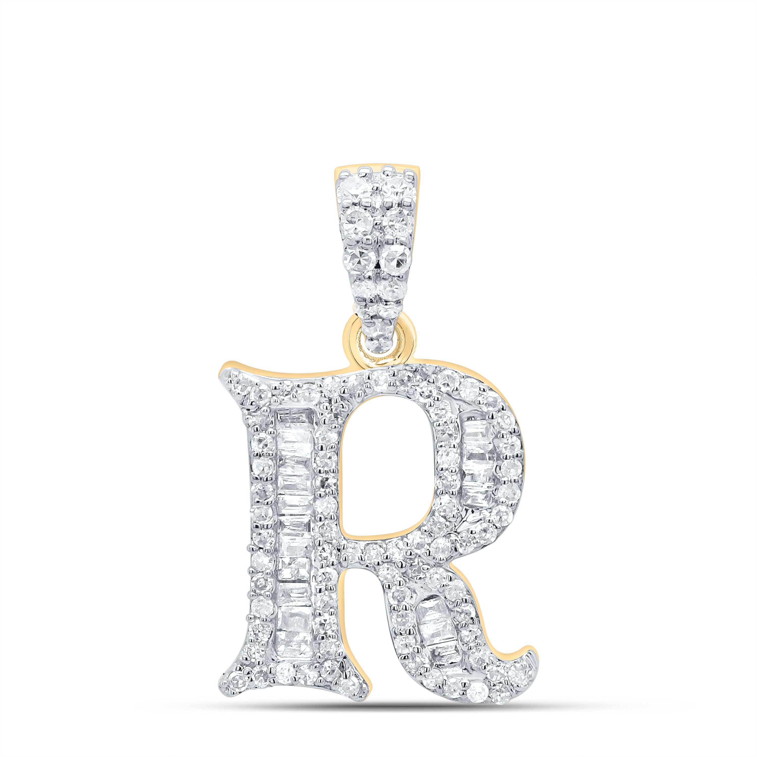 1/3Ctw-Dia P1 Gift Initial "R" Baguette Pendant (1.757 grams)