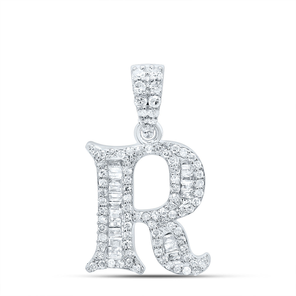 1/3Ctw-Dia P1 Gift Initial "R" Baguette Pendant (1.757 grams)