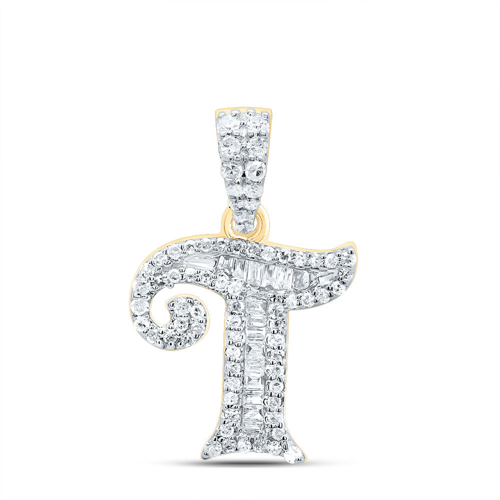 1/3Ctw-Dia P1 Gift Initial "T" Baguette Pendant (1.408 grams)