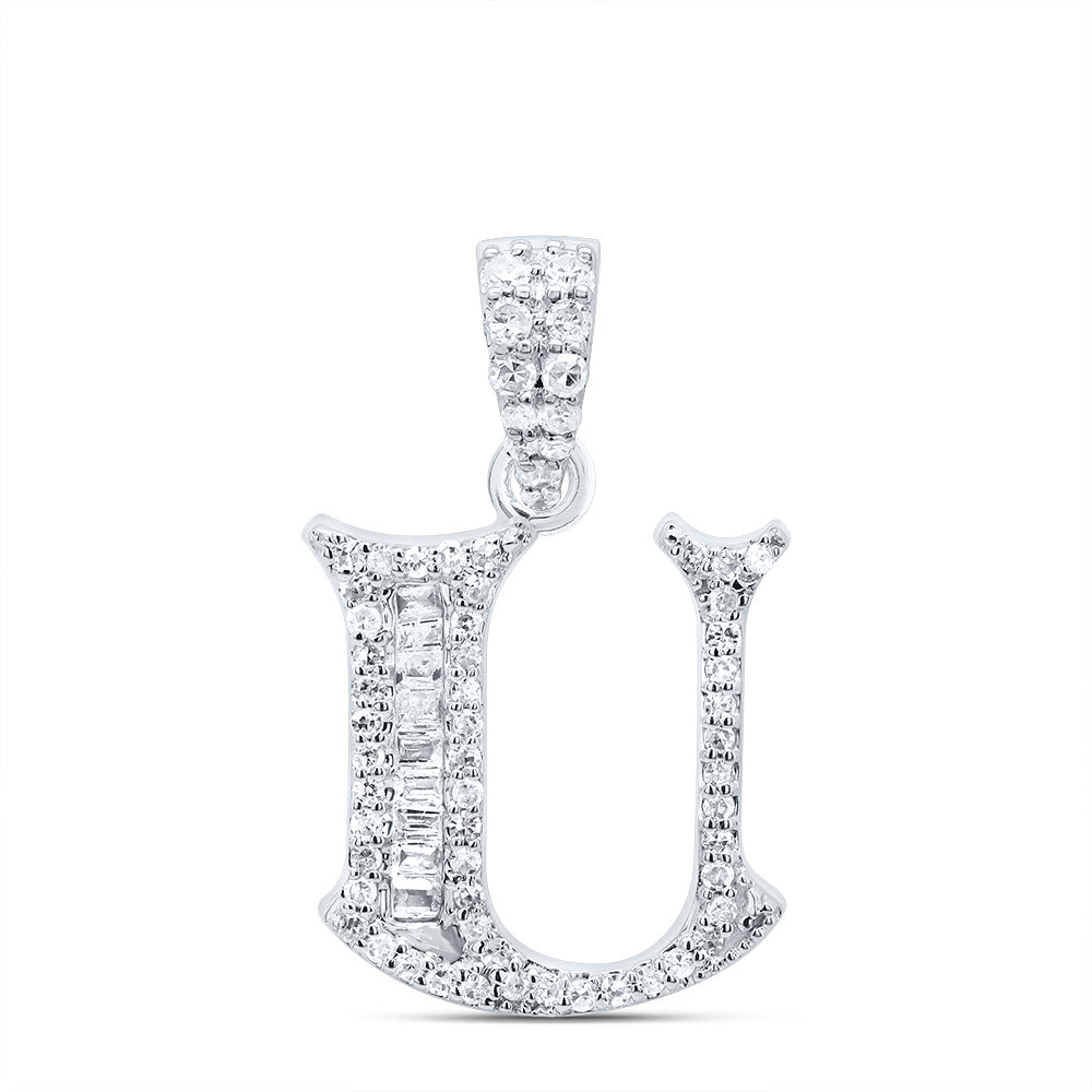 1/4Ctw-Dia P1 Gift Initial "U" Baguette Pendant (1.481 grams)