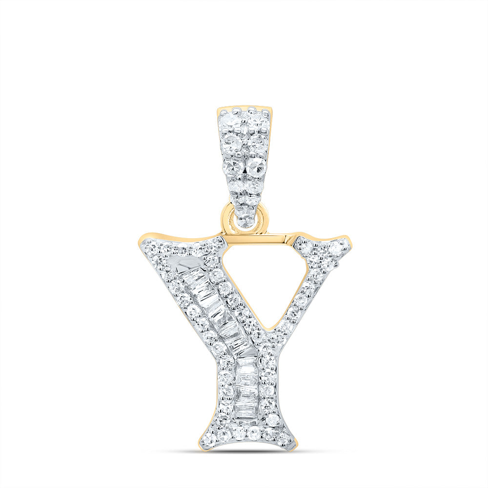 1/4Ctw-Dia P1 Gift Initial "Y" Baguette Pendant (1.35 grams)