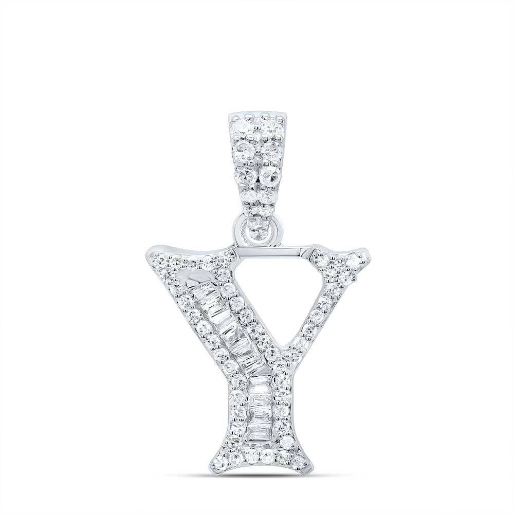 1/4Ctw-Dia P1 Gift Initial "Y" Baguette Pendant (1.35 grams)