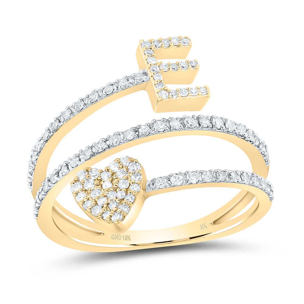 3/8Ctw-Nat Dia Nk Gift Initial "E" Heart Ladies Ring (2.71 grams)
