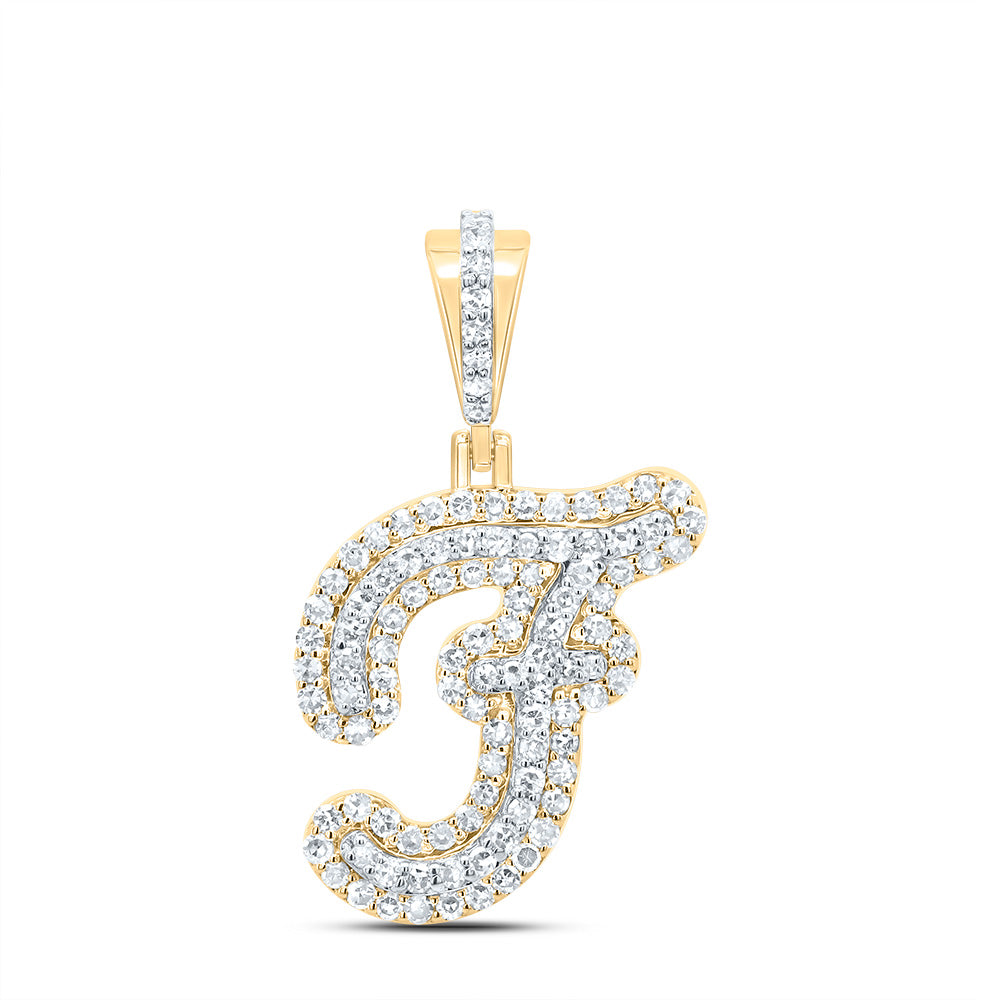 3/8Ctw-Dia Nk Fashion Initial "F" Pendant (1.822 grams)