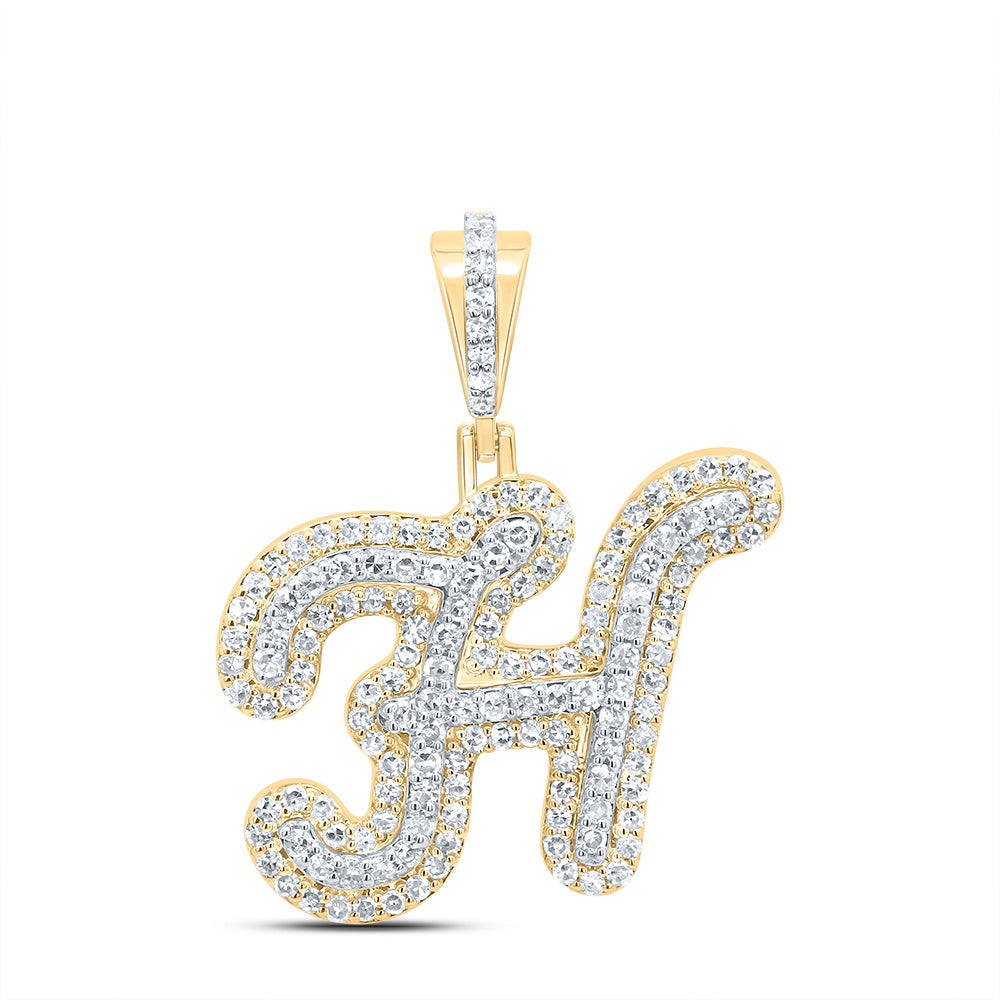 1/2Ctw-Dia Nk Fashion Initial "H" Pendant (2.378 grams)