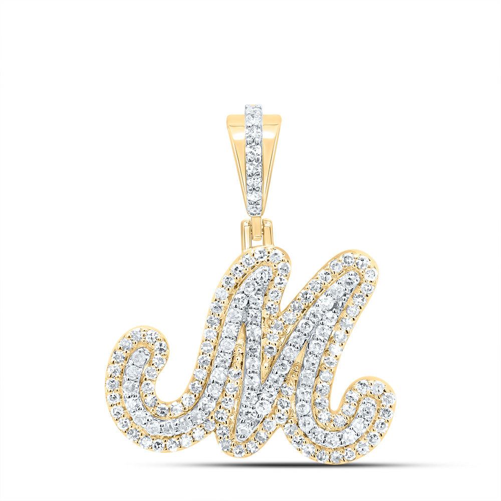 1/2Ctw-Dia Nk Fashion Initial "M" Pendant (2.373 grams)