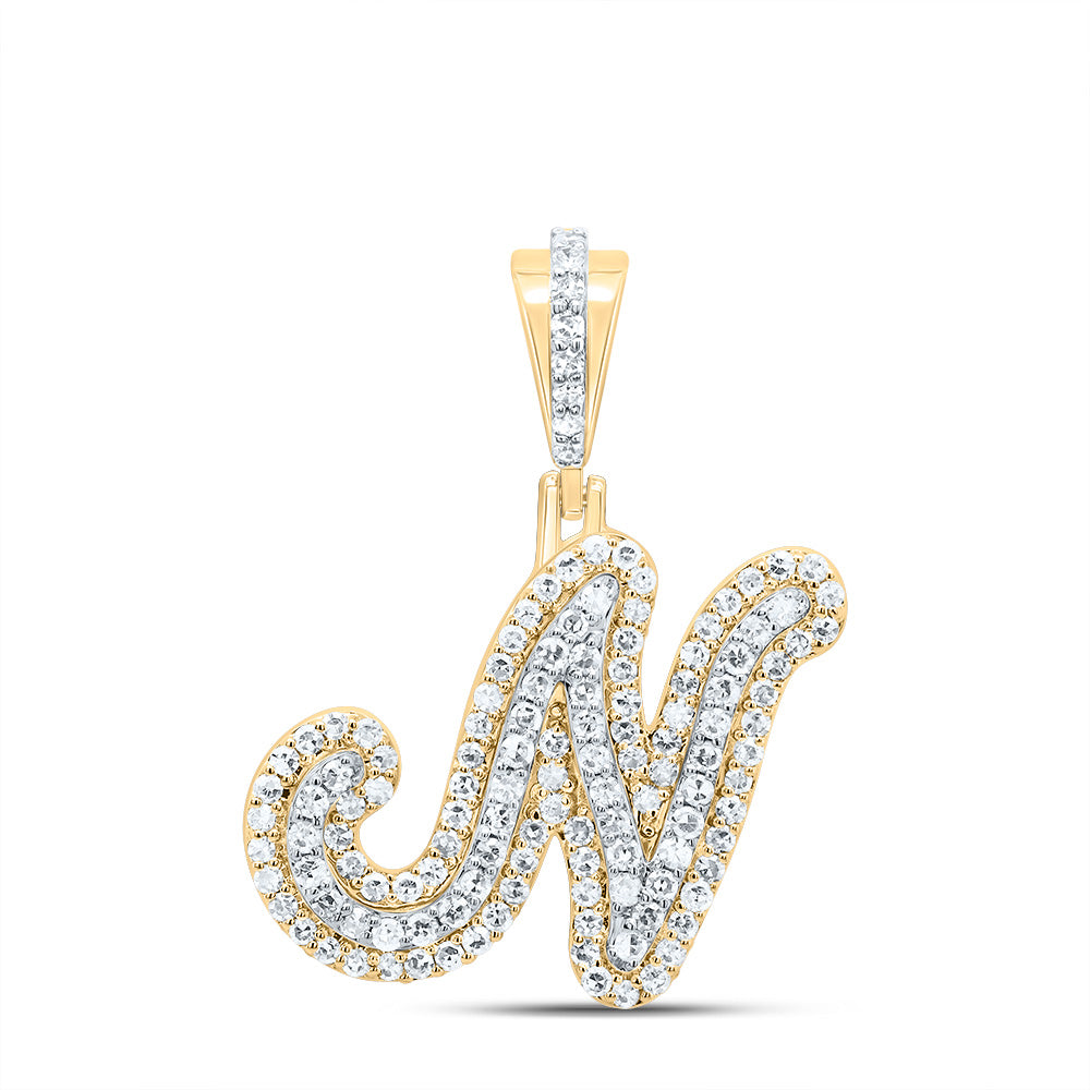 3/8Ctw-Dia Nk Fashion Initial "N" Pendant (2.12 grams)