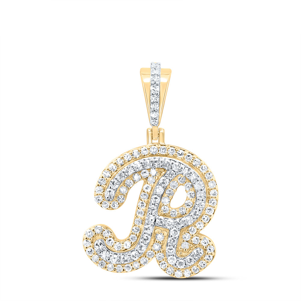 3/8Ctw-Dia Nk Fashion Initial "R" Pendant (2.256 grams)