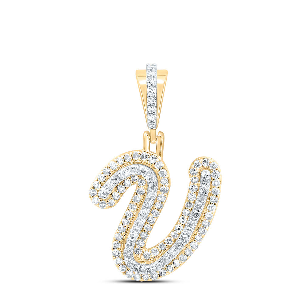 3/8Ctw-Dia Nk Fashion Initial "V" Pendant (1.816 grams)