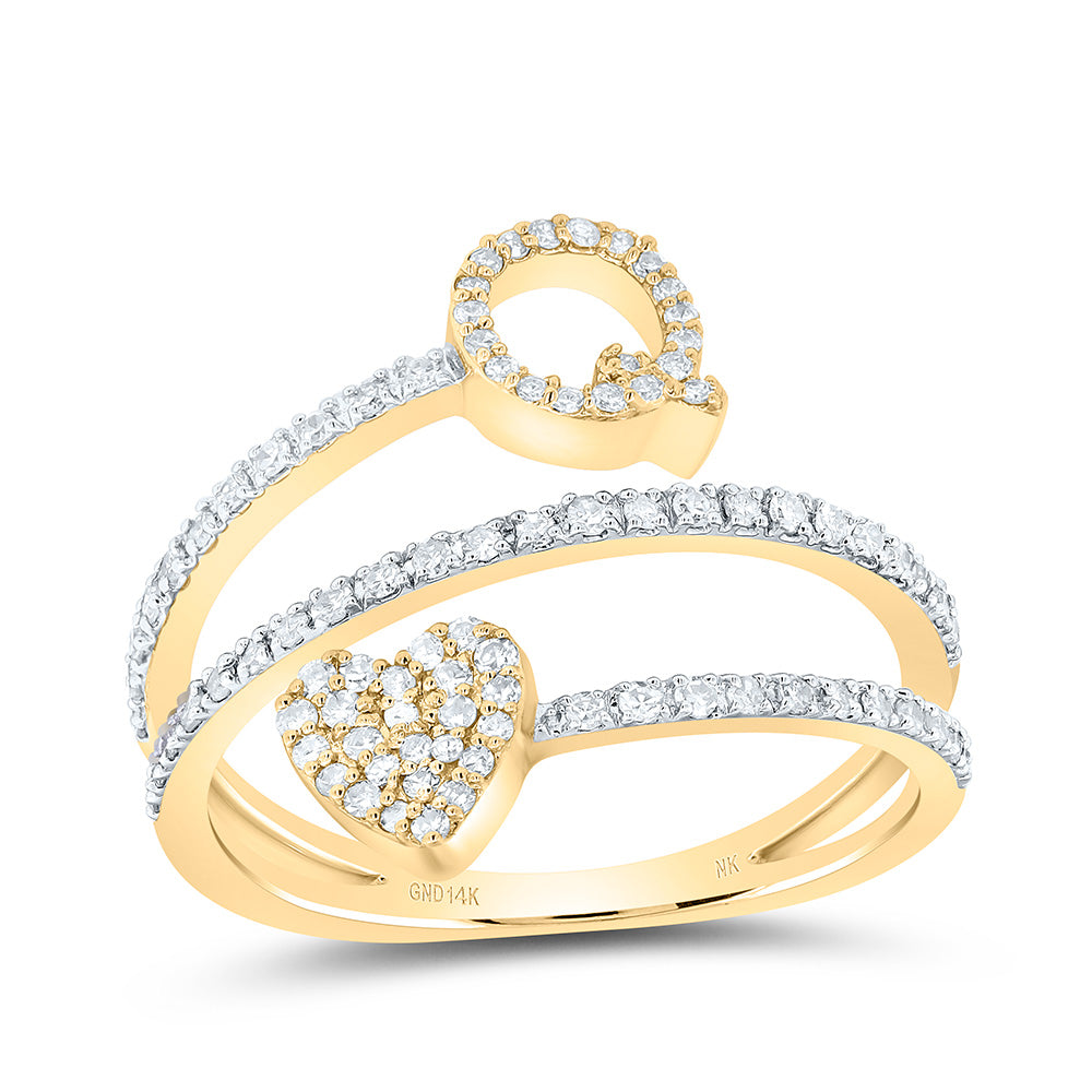 3/8Ctw-Nat Dia Nk Gift Initial "Q" Heart Ladies Ring (3.03 grams)
