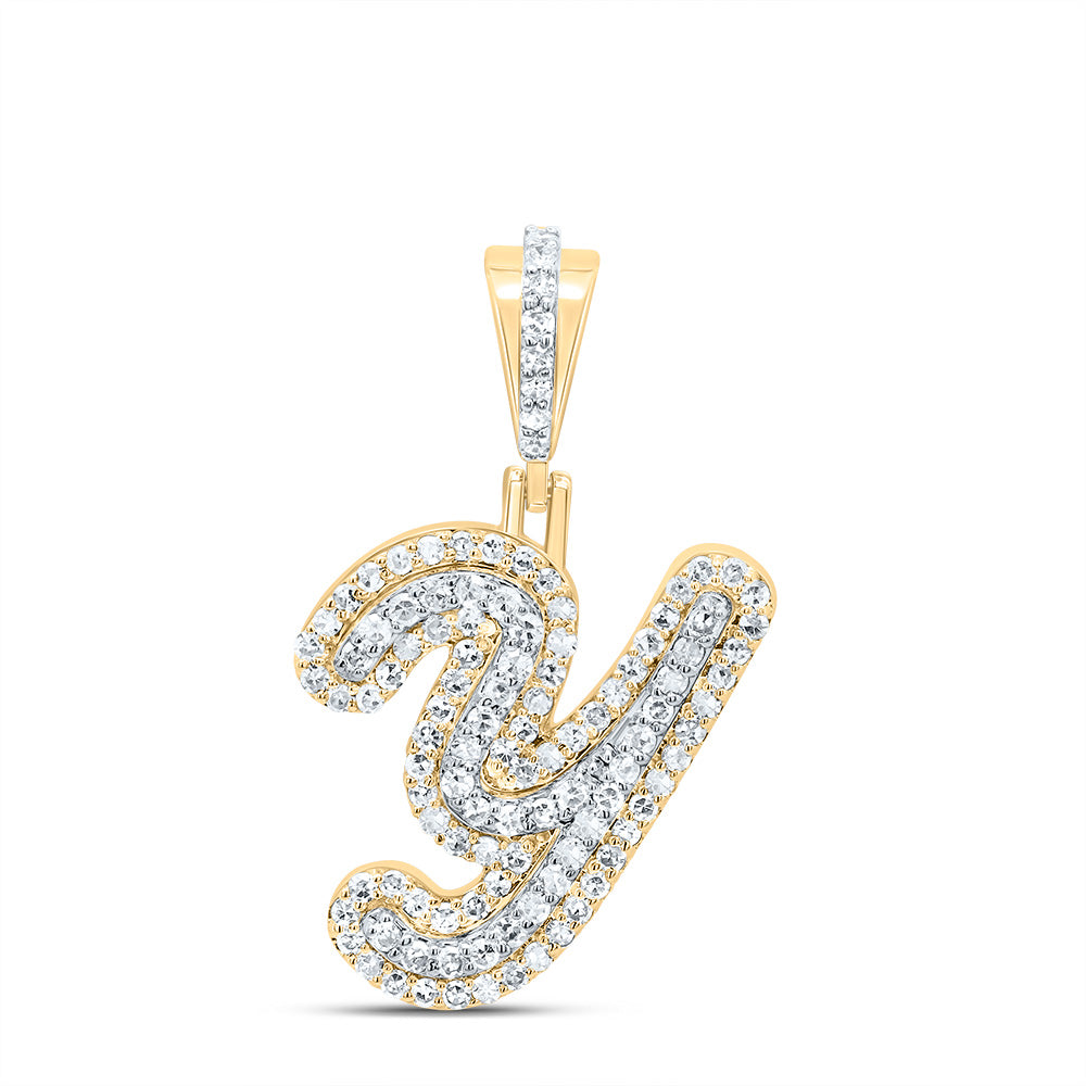 3/8Ctw-Dia Nk Fashion Initial "Y" Pendant (1.826 grams)