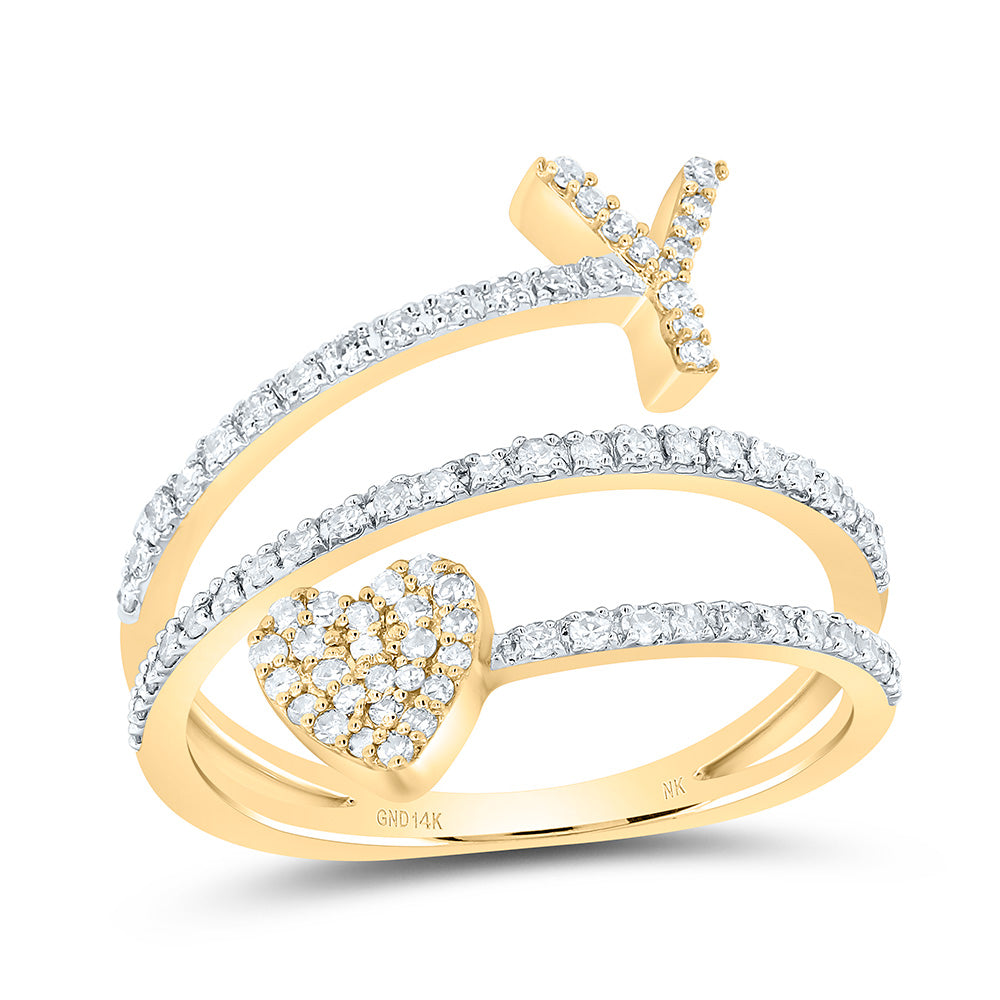 3/8Ctw-Nat Dia Nk Gift Initial "Y" Heart Ladies Ring (2.74 grams)