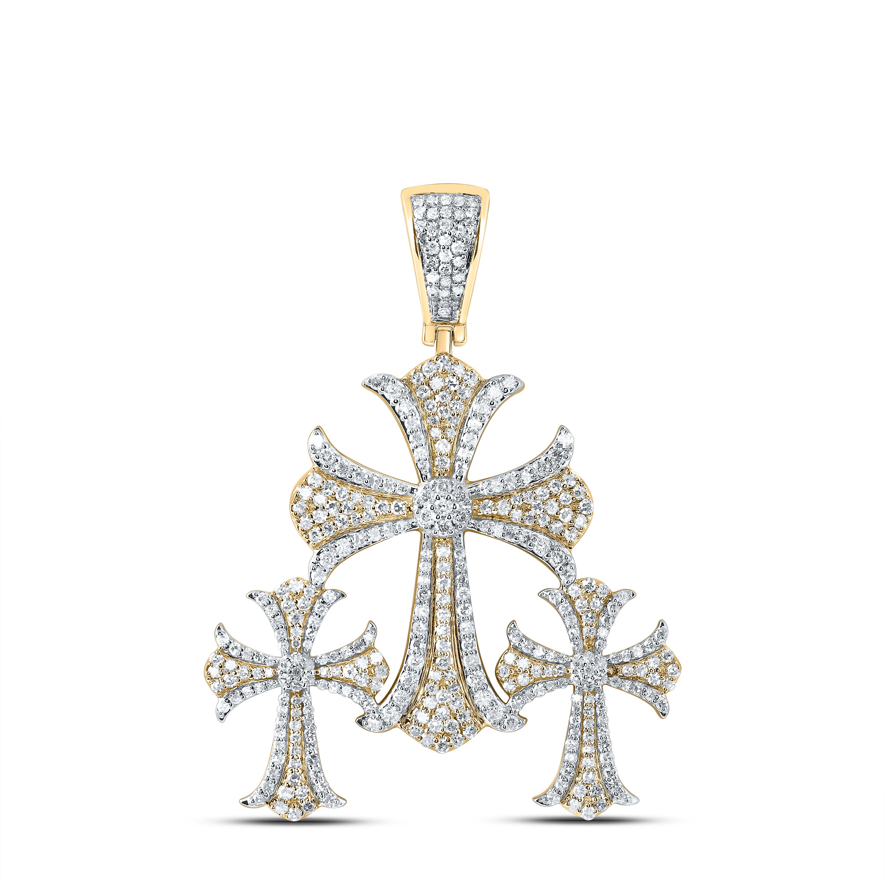 1 1/2Ctw-Diamond Three Cross Mens Charm (6.691 grams)