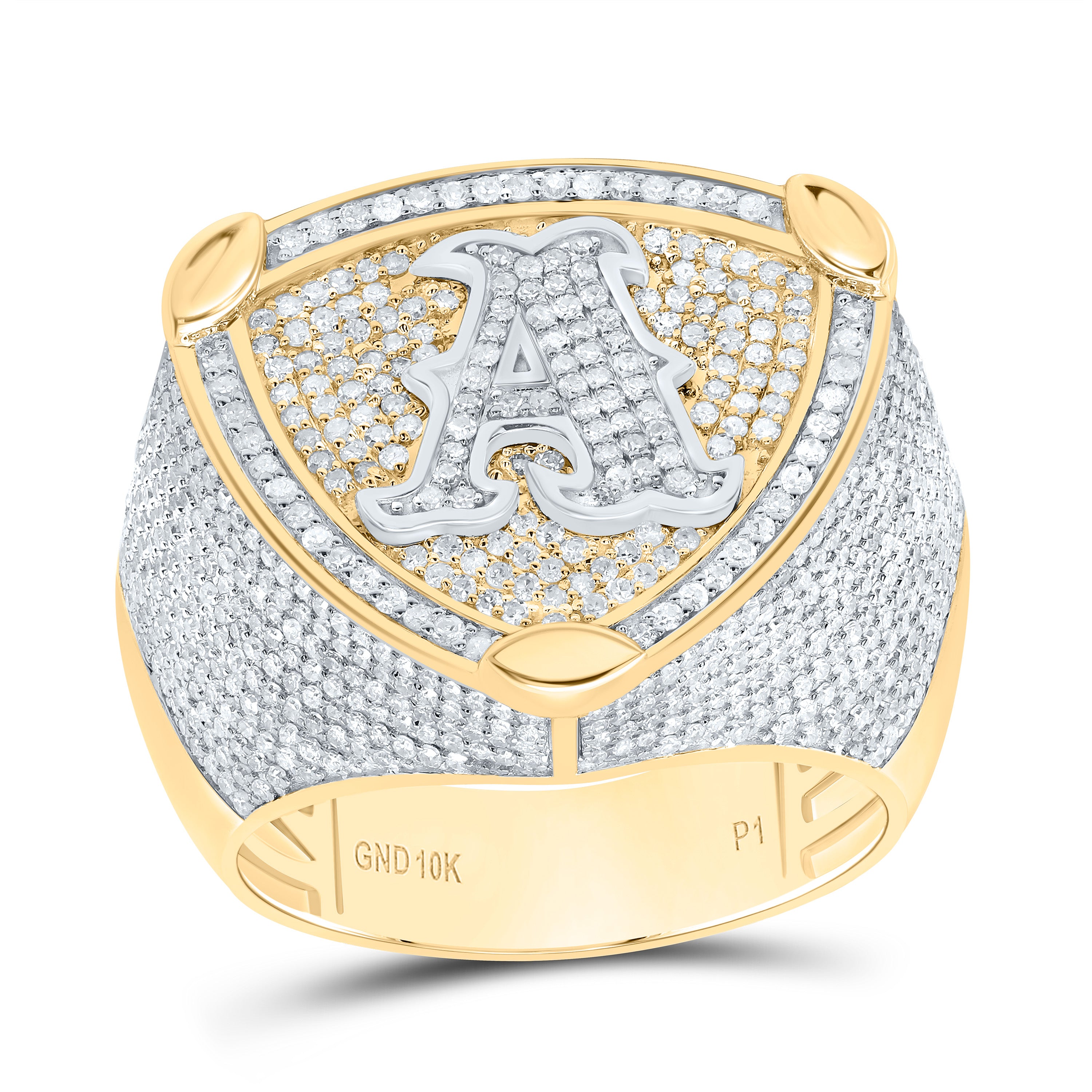 2Ctw-Dia P1 Initial "A" Men's Ring (11.6 grams)