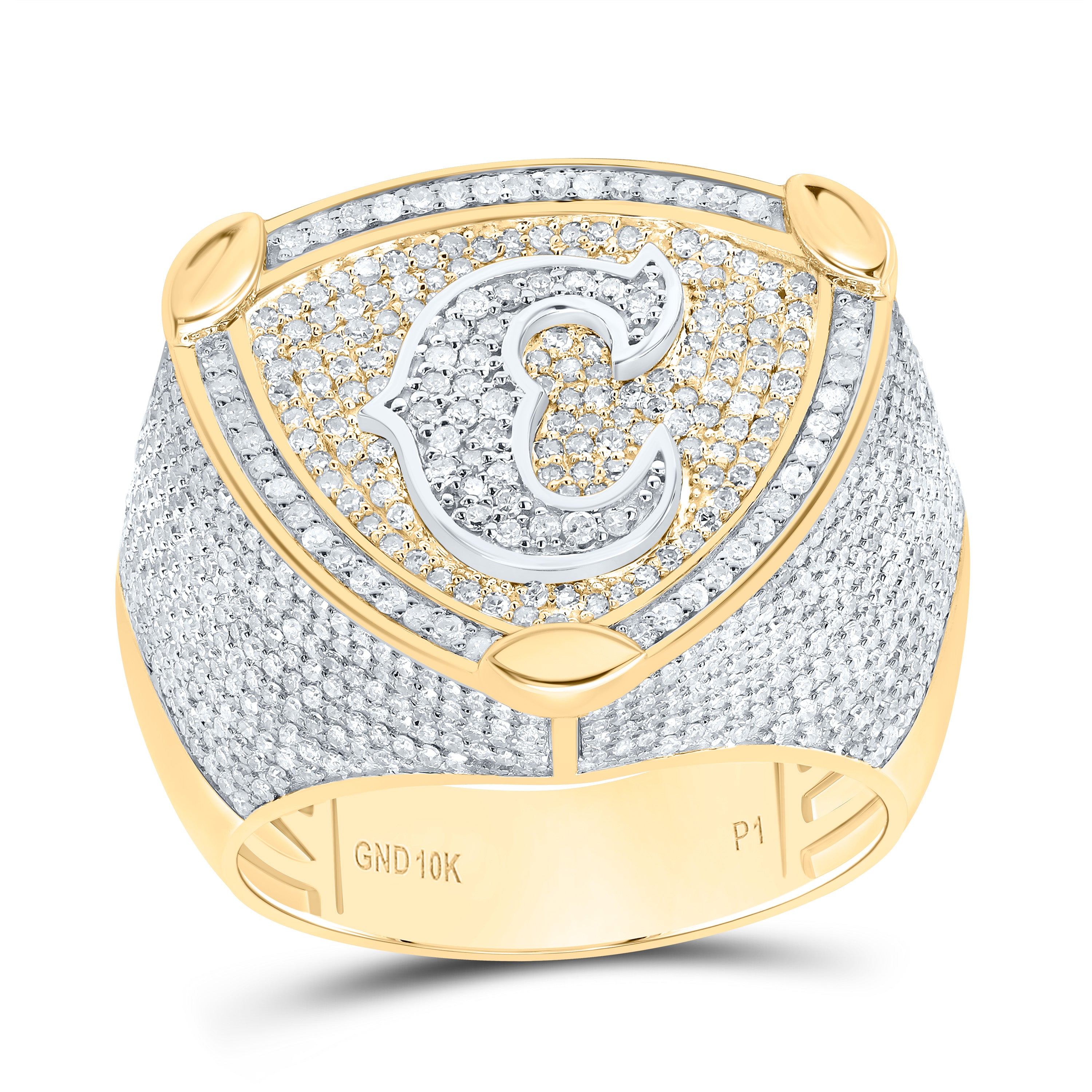 2 Ctw-Dia P1 Initial "C" Men's Ring (11.4 grams)