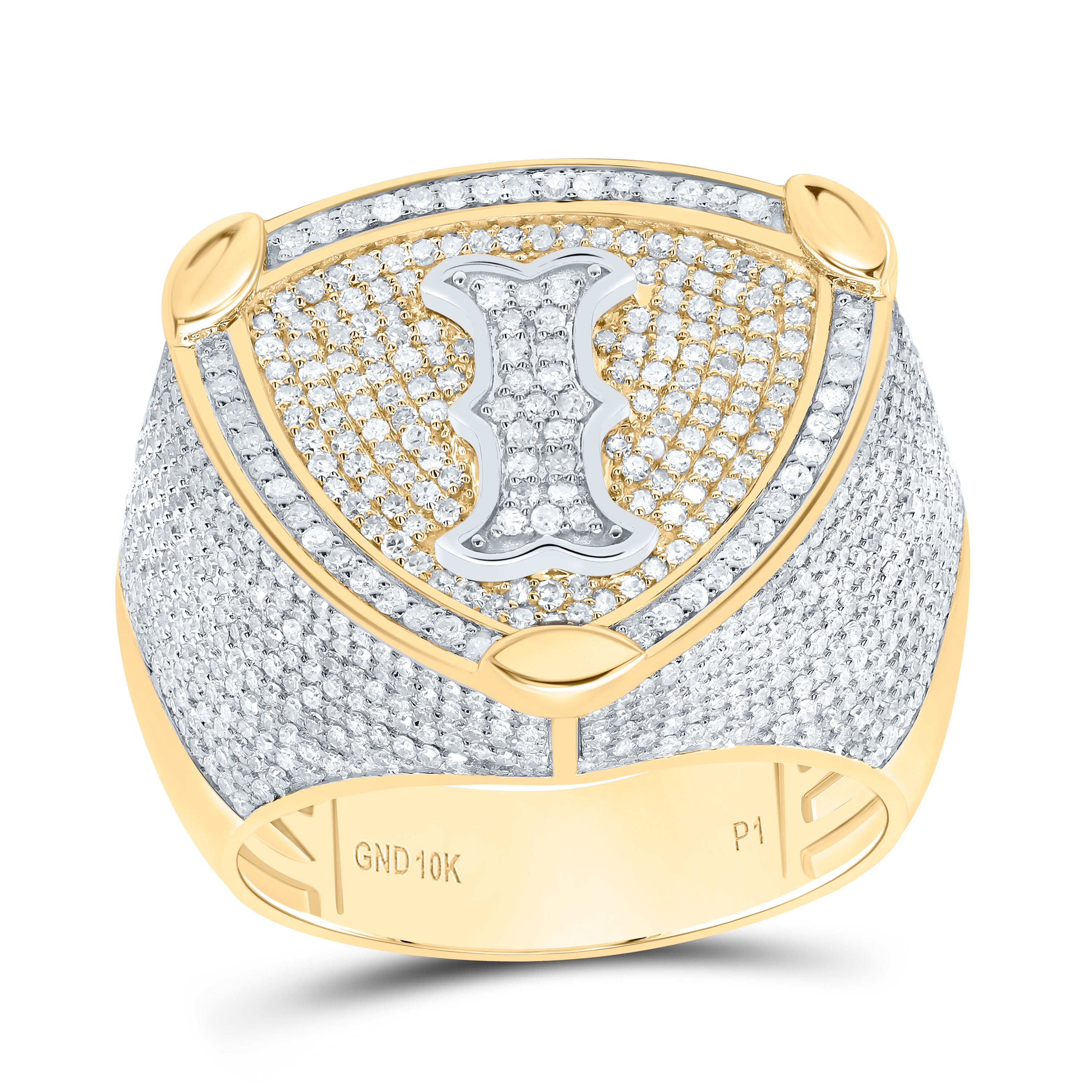 2.00 Ctw-Dia P1 Initial "I" Men's Ring (10.5 grams)