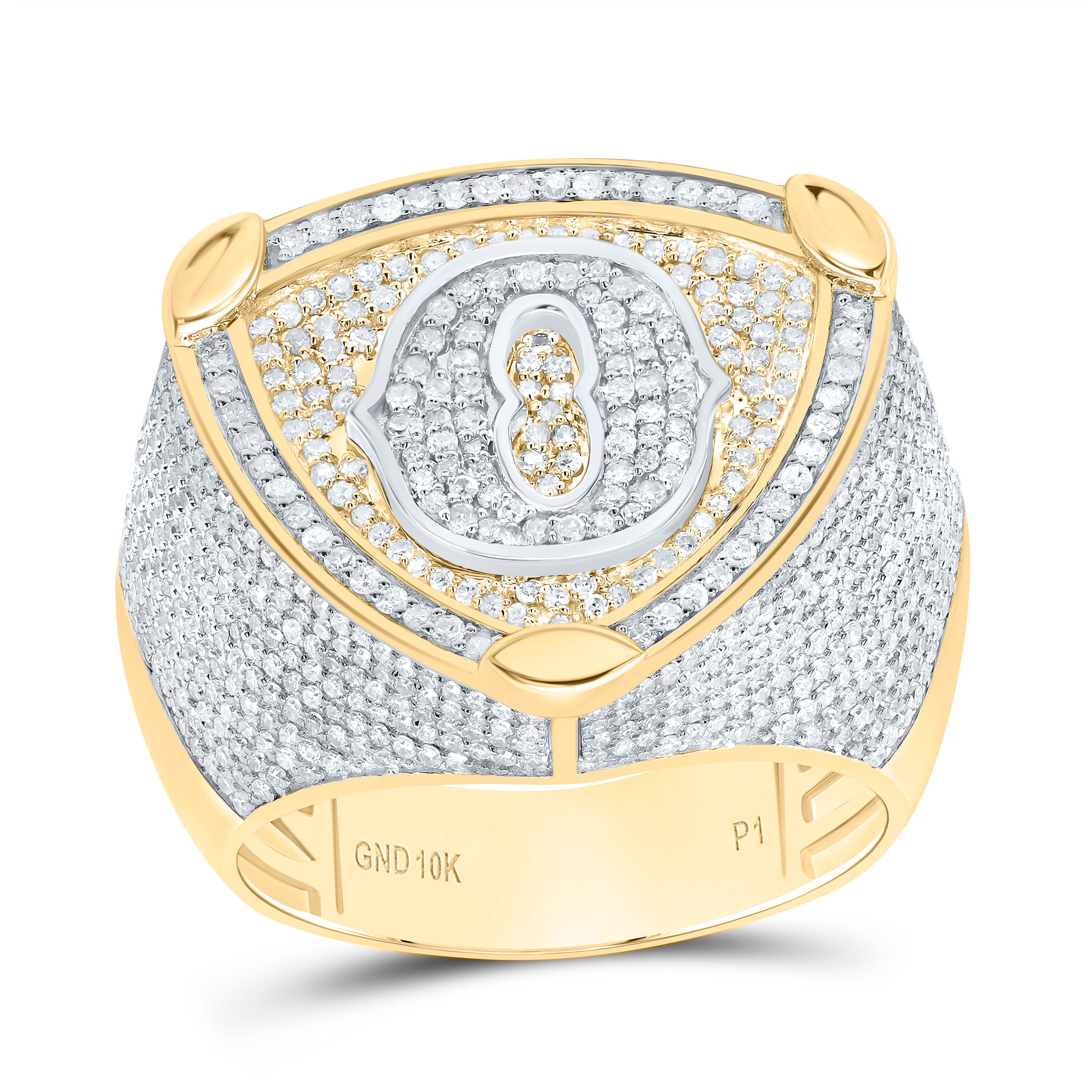 2Ctw-Dia P1 Initial "O" Men's Ring (11.14 grams)