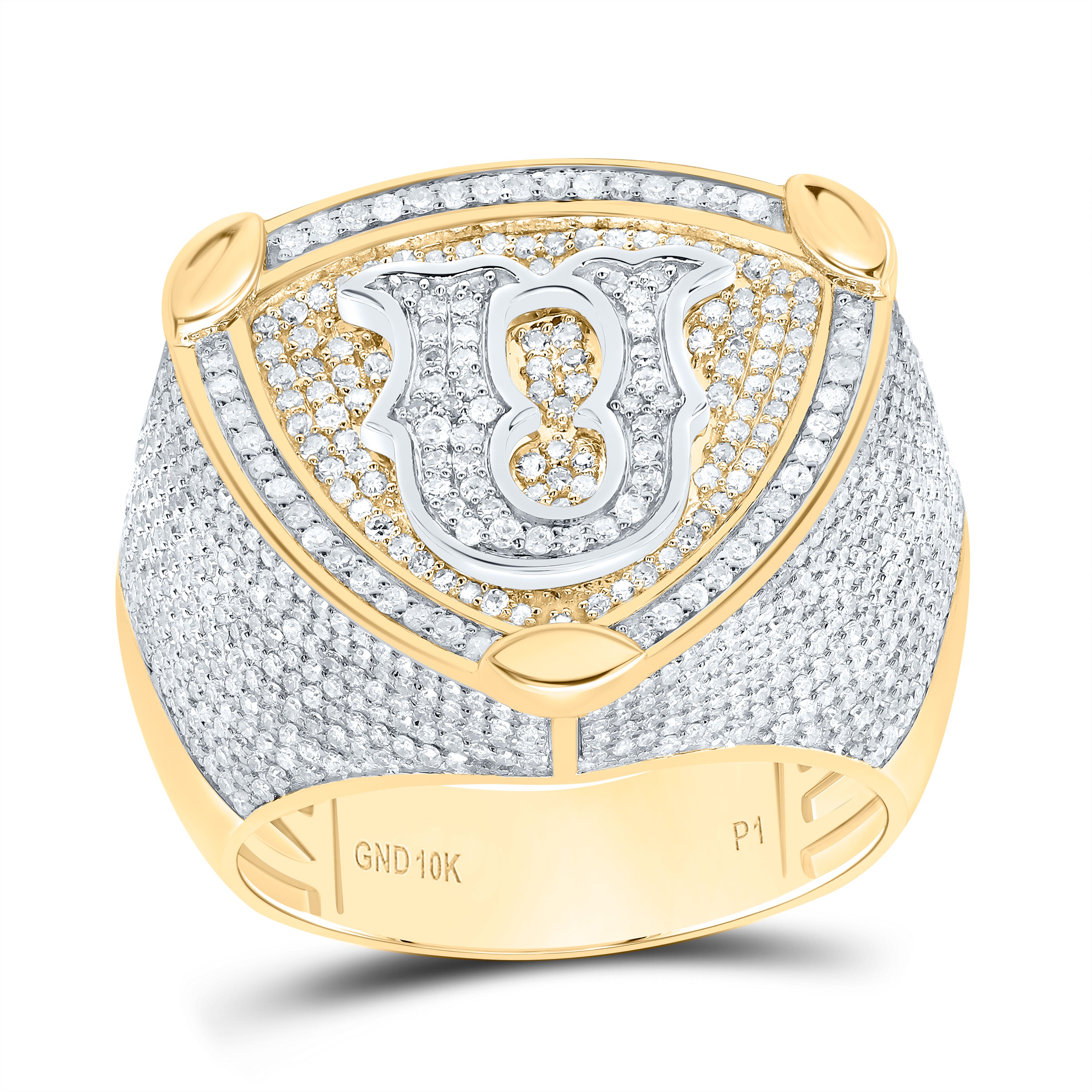 2Ctw-Dia P1 Initial "U" Men's Ring (11.41 grams)