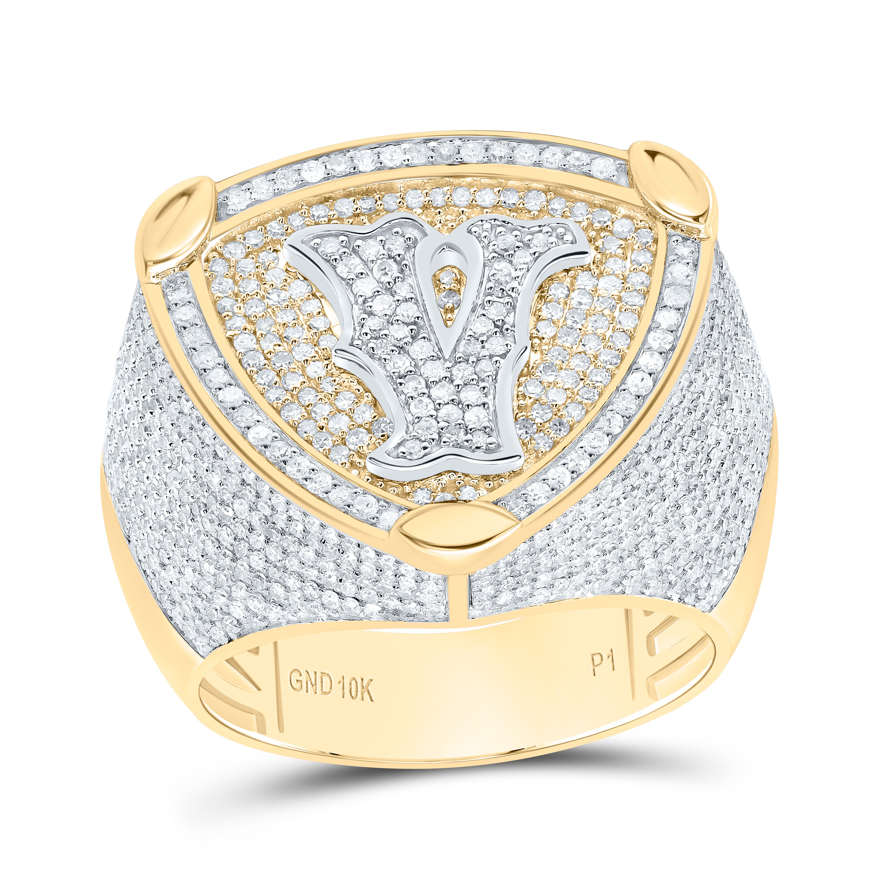 2Ctw-Dia P1 Initial "V" Men's Ring (11.93 grams)