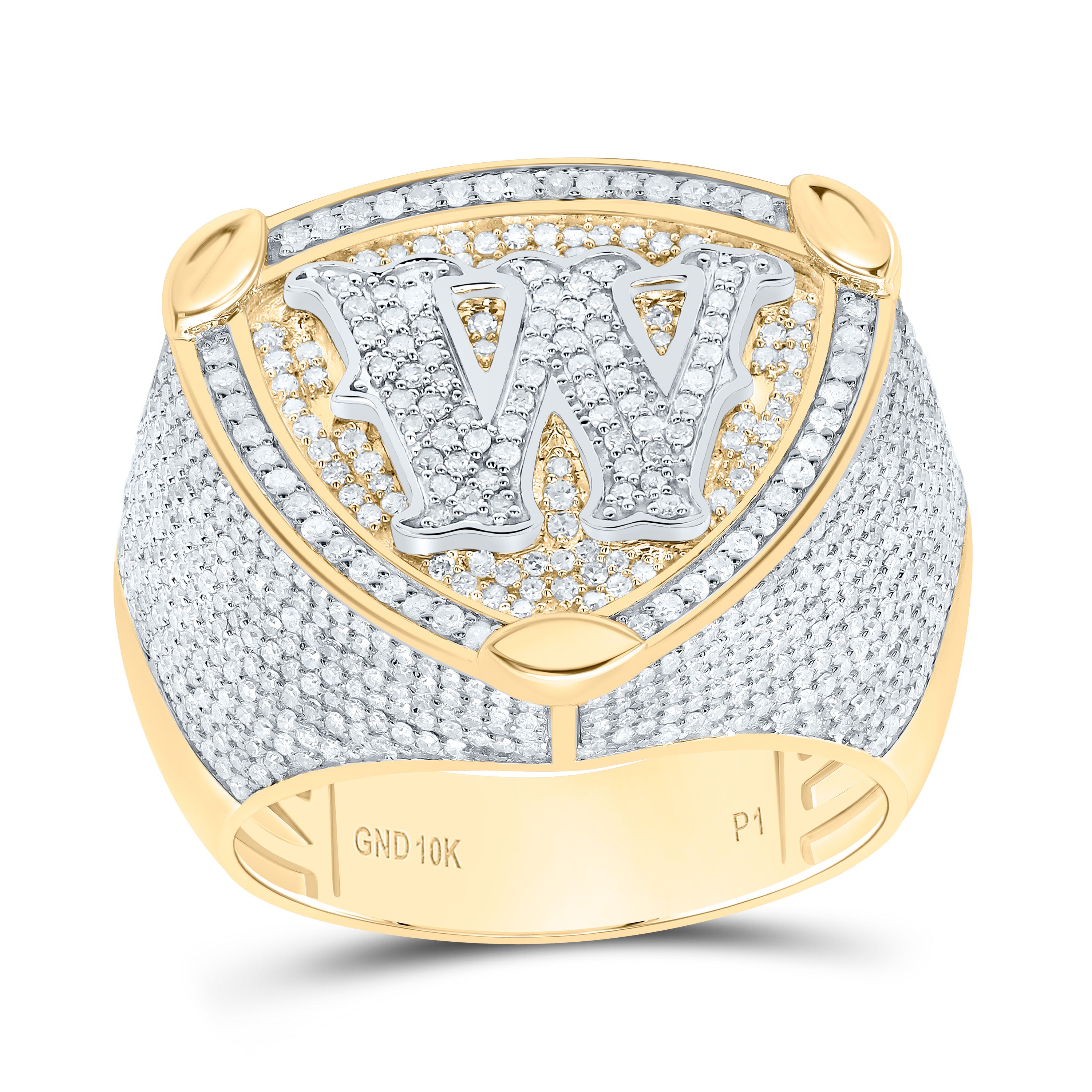 2Ctw-Dia P1 Initial "W" Men's Ring (11.21 grams)